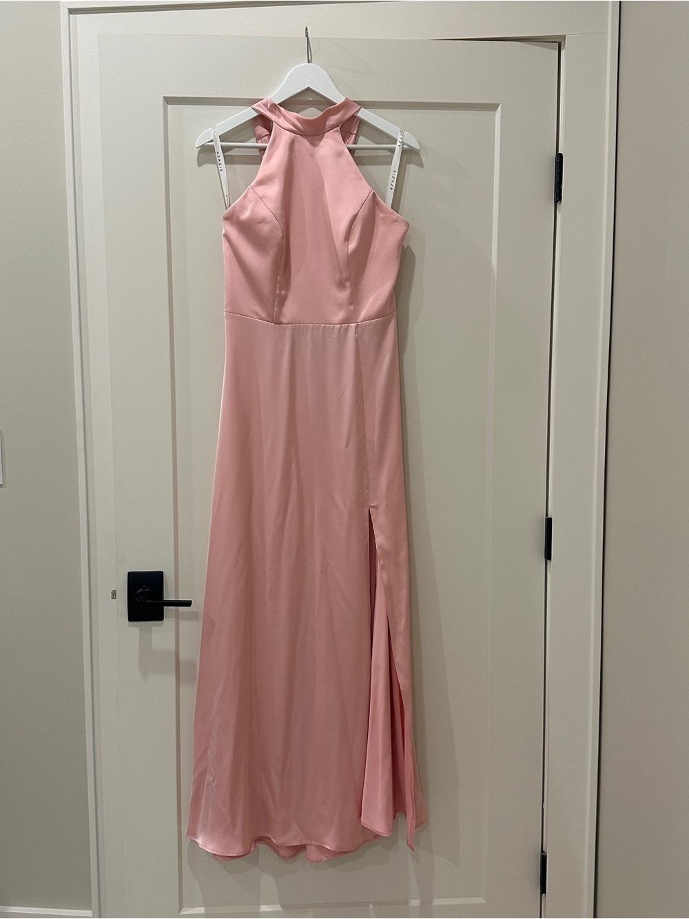 Azazie Bridesmaids Elegant Pink Halter Evening Dress